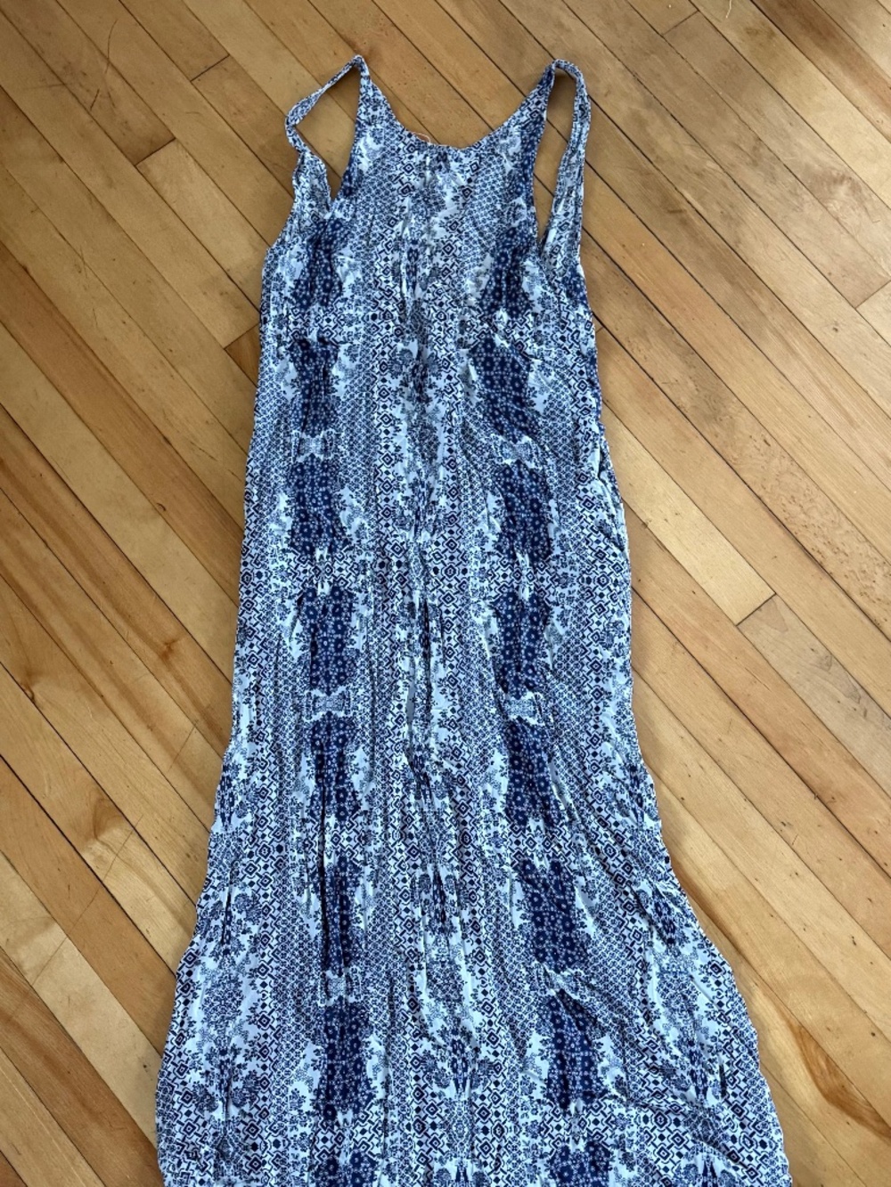 White and blue maxi dress
